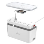 چند راهی برق و شارژر وایرلس به همراه جعبه نظم دهنده کابل مدل LDNIO SCW5354