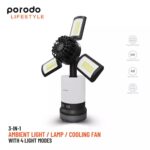 چراغ فانوسی شارژی پنکه دار پرودو مدل PD-LS3N1LFLF Porodo - تصویر 8