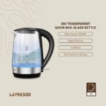 کتری برقی شفاف شیشه ای سریع جوش لپرسو مدل LePresso 360 Transparent Kettle - تصویر 10