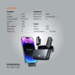 میکروفون بی سیم پرودو 2 فرستنده Porodo Lavalier Microphone PD-LDMCLA - تصویر 8
