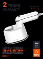 اتو با دستگیره چرخان بخار قابل حمل Porodo Lifestyle Compact Portable Steam & Heat Iron Rotating Handle Patented Design - تصویر 13
