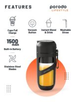 ماگ و مخلوط کن قابل حمل پرودو Porodo Lifestyle Juice & Smoothie Blender Vacuum Fresh Portable - تصویر 11