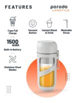ماگ و مخلوط کن قابل حمل پرودو Porodo Lifestyle Juice & Smoothie Blender Vacuum Fresh Portable - تصویر 13