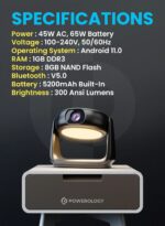 پروژکتور قابل حمل پاورولوژی مدل PWHDPBN Rotating Stand Portable Projector - تصویر 11