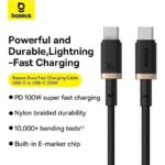 کابل تبدیل USB-C به USB-C بیسوس مدل BASEUS Dura Series 100W طول 2 متر - تصویر 4