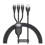 کابل شارژ سریع سه سر 1.2 متری بیسوس Baseus One For Three Fast Charging Data Cable USB to M+L+C 66W 1.2M CA1T3-G1