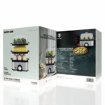 بخارپز سه‌طبقه گرین لاین مدل GN3TREGGCK با ظرفیت 16 تخم‌مرغ، توان 240 وات، پیچ تنظیم زمان تا 60 دقیقه و بدنه فلزی آلومینیومی مقاوم و قطعات قابل شستشو در ماشین ظرفشویی - Image 3