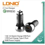 شارژر فندکی الدینیو مدل C1 به همراه کابل تبدیل USB-C - Image 4